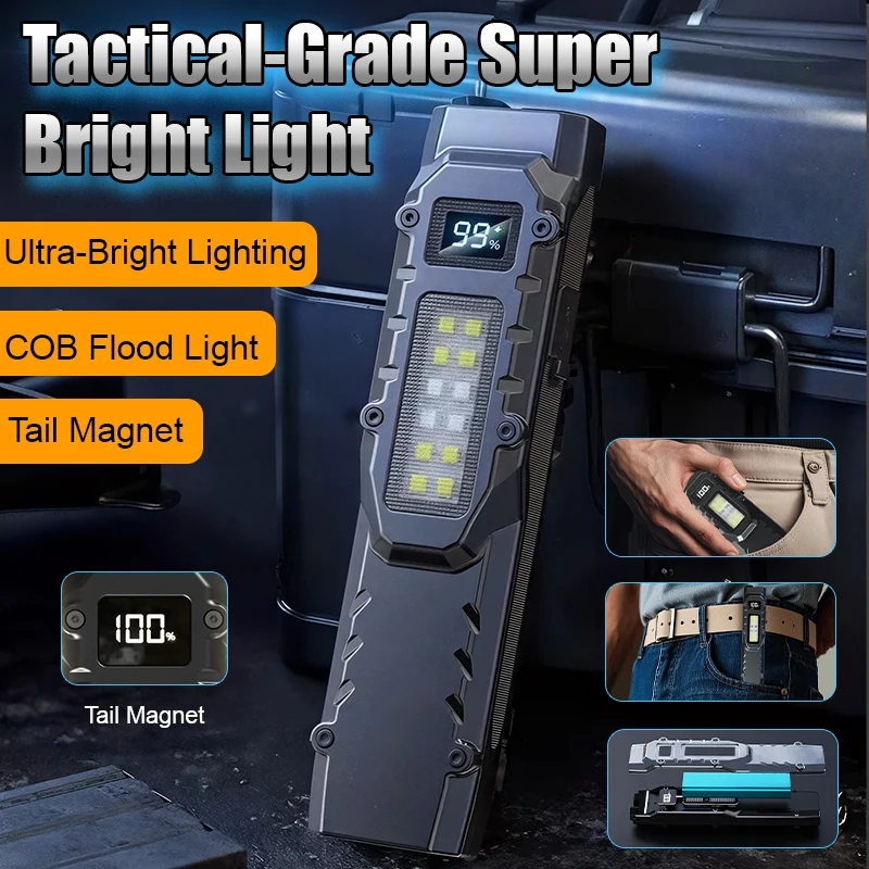

Тактический фонарик, водонепроницаемый двойной переключатель с белым УФ-красным светом и лампой COB для работы на открытом воздухе в чрезвычайных ситуациях