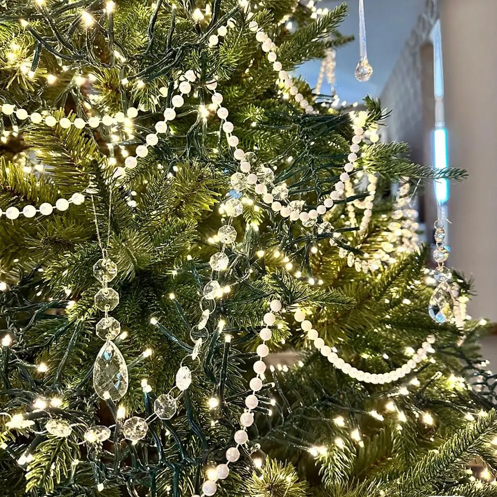 

30/60/120m Christmas Decoration Bead String Plastic Fishing Line Bead Chain Xmas Garland DIY Electroplated Bead Chain Home Decor