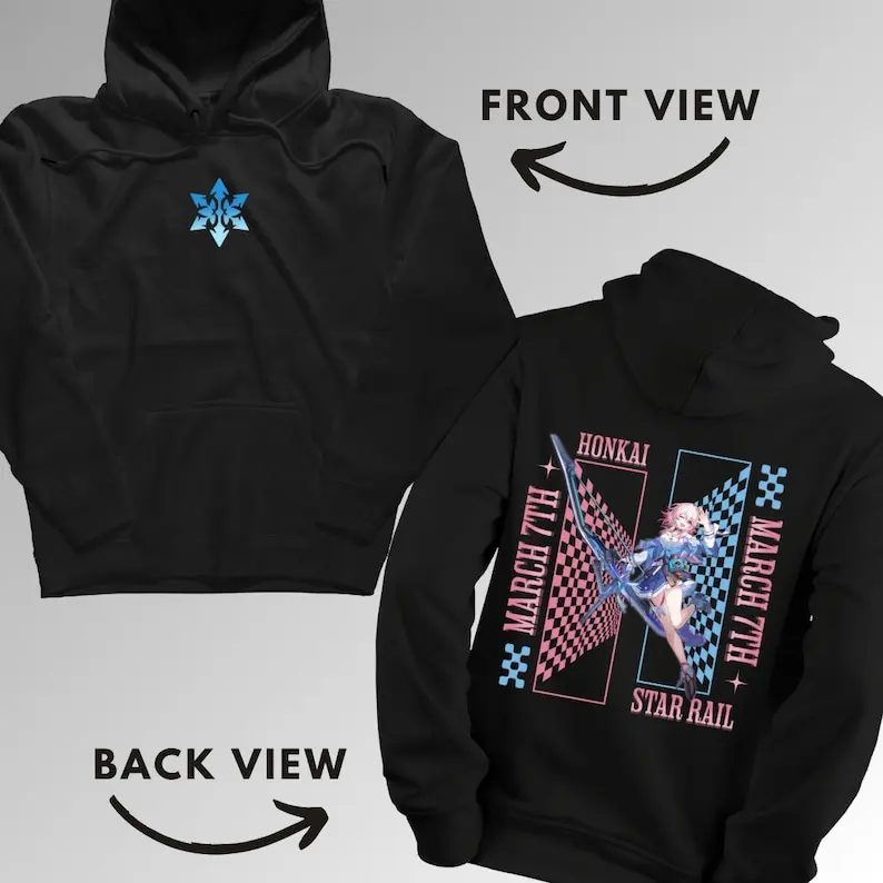 March 7th Themed Honkai Star Rail Unisex Hoodie Hooded  Anime  March 7th Design Hsr