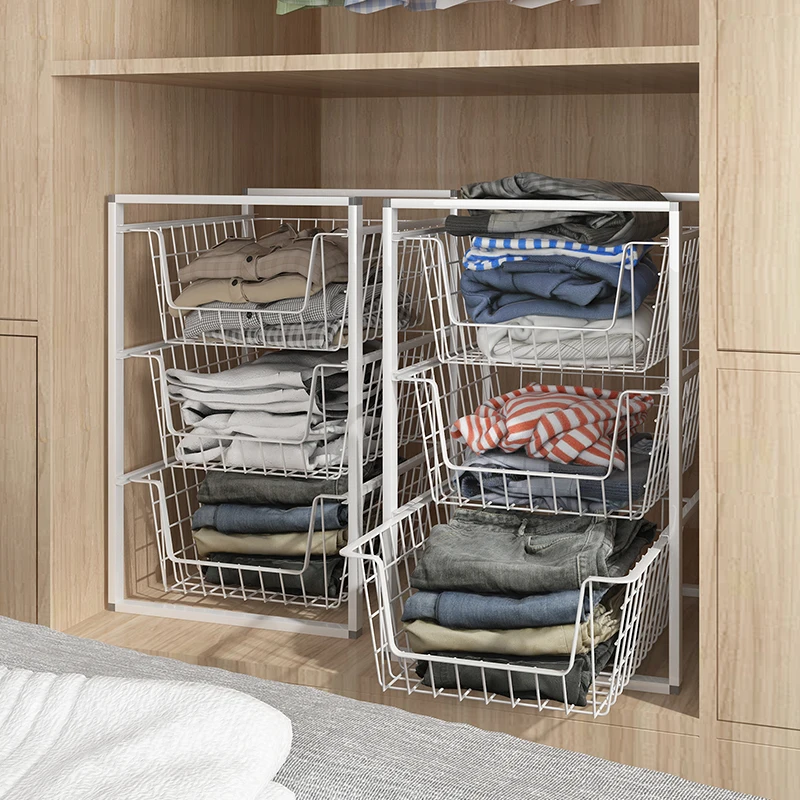 

Pull-Out Der Clothes Storage Box Dormi Organizer Cabinet Storage Basket Metal Material Bedroom Storage Box for Adults