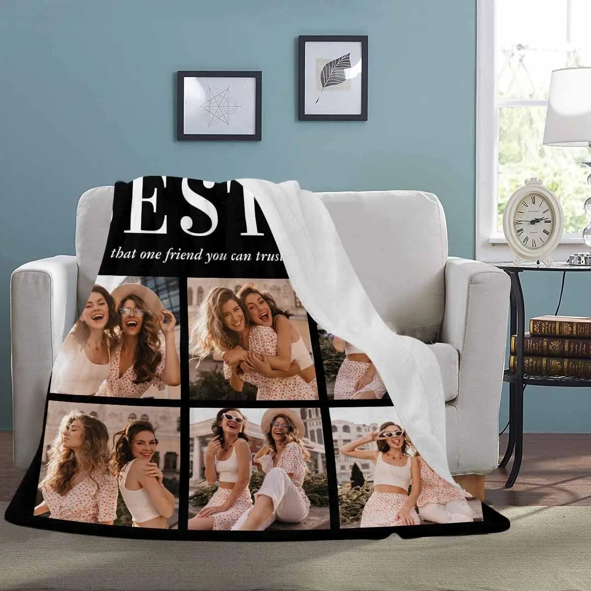 Custom Besties Blanket Personalized Name Photo Sweet Gift For Bestfriend Christmas Birthday Valentines Party Winter