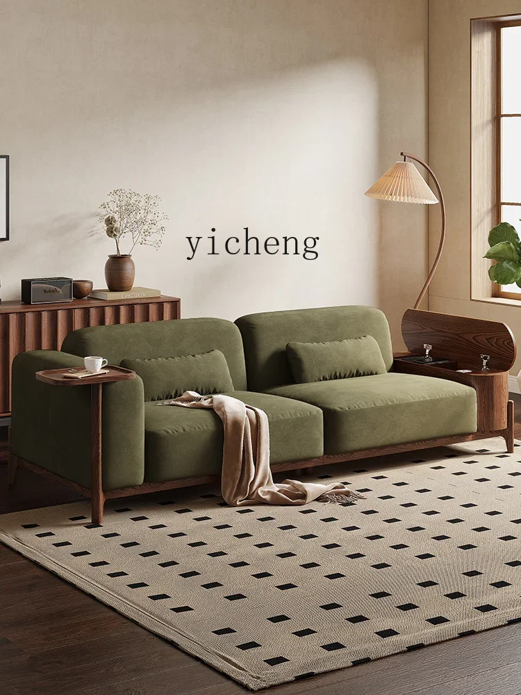 Retro Solid Wood Sofa Simple Living Room Small Apartment Home Technology Cloth Storage Sofau31