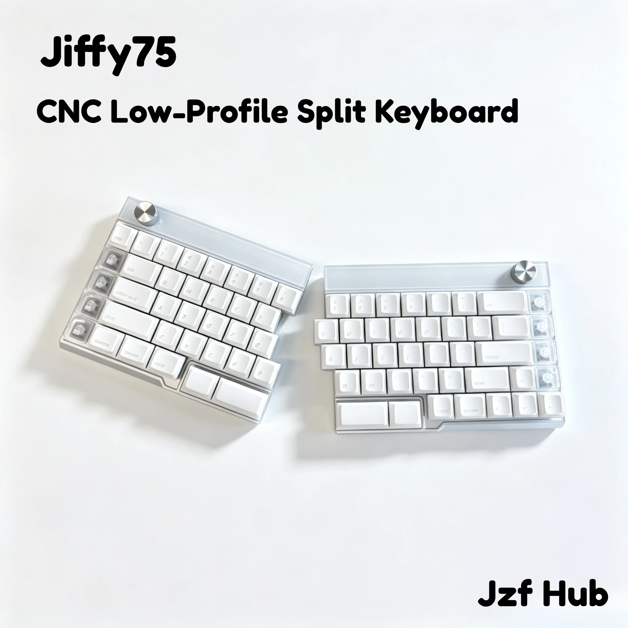 NOVO Teclado Mecânico Dividido Jiffy75 de Perfil Baixo com Botão, Teclado Mecânico Dividido de Alumínio com Fio e Bluetooth, Ergonomia Personalizada K