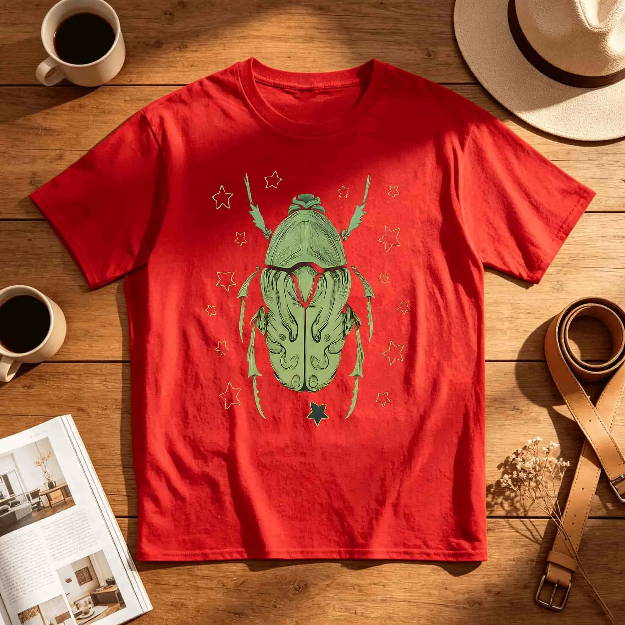 Cute Dog Holding Goldfish EO130 Server Unisex Casual Graphic Tee Shirt
