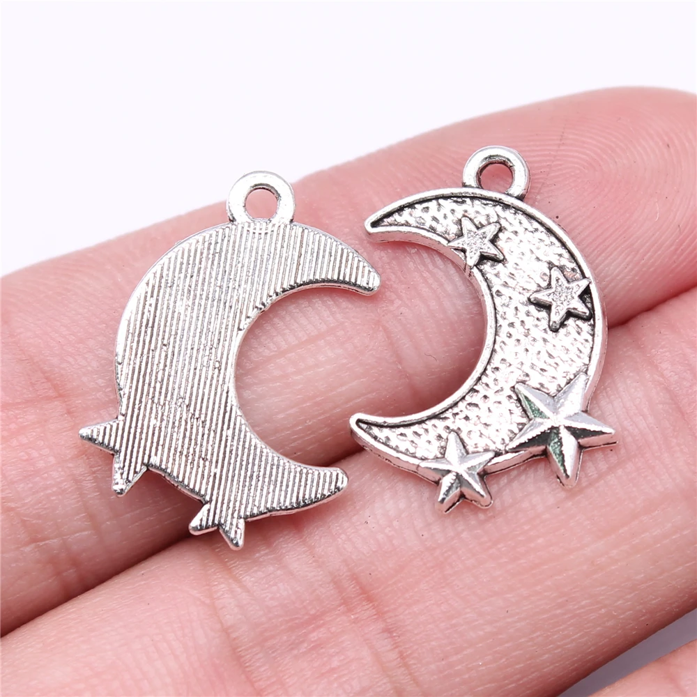 

150pcs Charms Wholesale 22x16mm Star And Moon Charms Wholesale DIY Jewelry Findings Antique Silver Color Charms