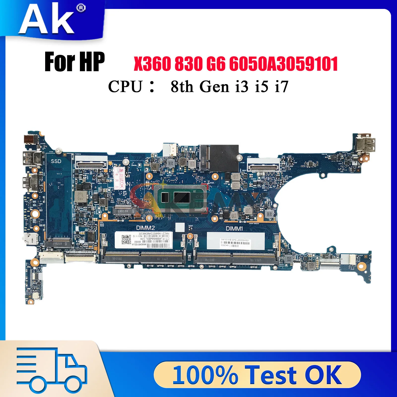 

6050A3059101 For HP EliteBook X360 830 G6 Laptop Motherboard L64982-601 L64981-601 With i5 i7 CPU DDR4 100% Fully Tested