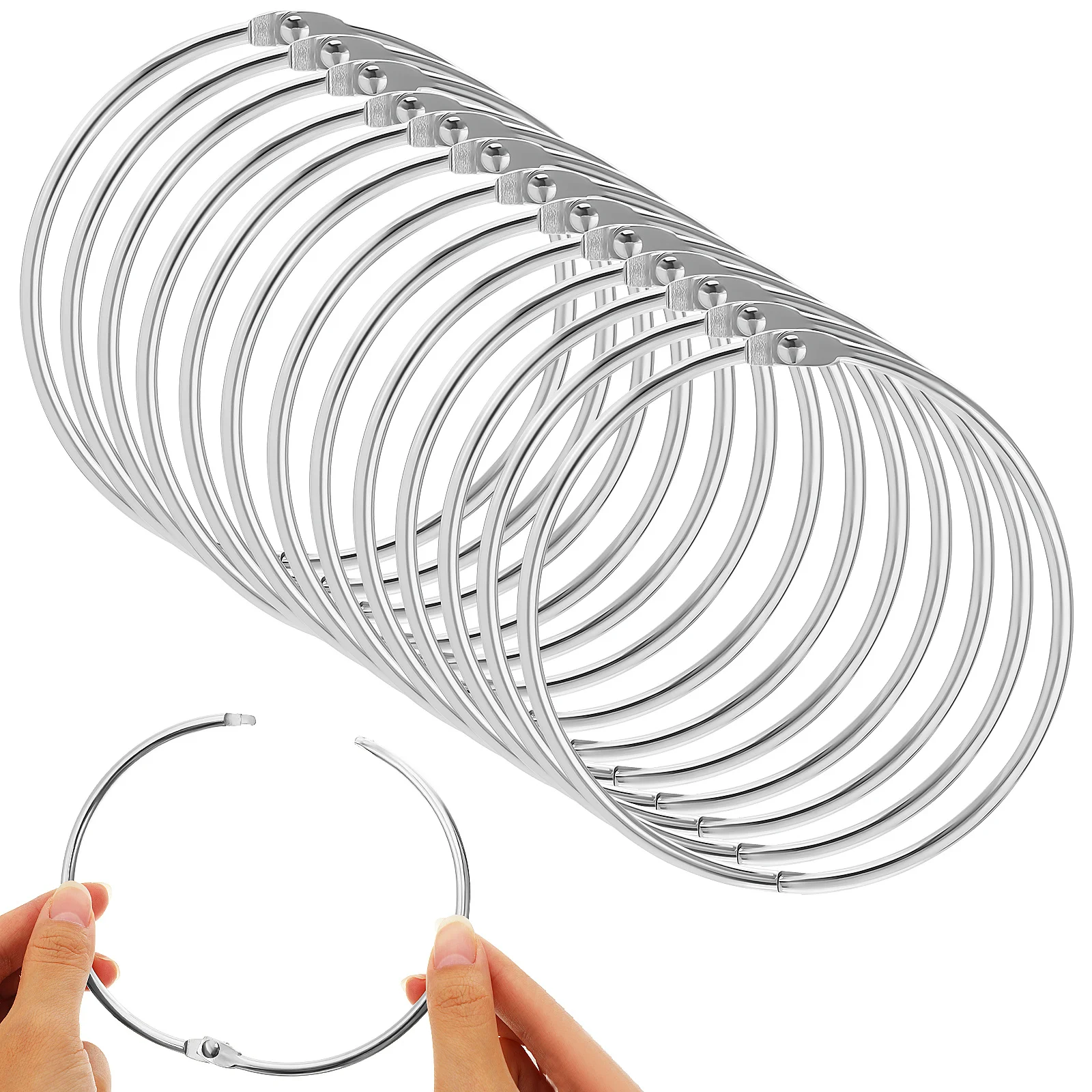 

16Pcs Metal Loose Leaf Binder Rings Openable Iron Circular Book Rings for Office File Paper Flashcards Note Binding
