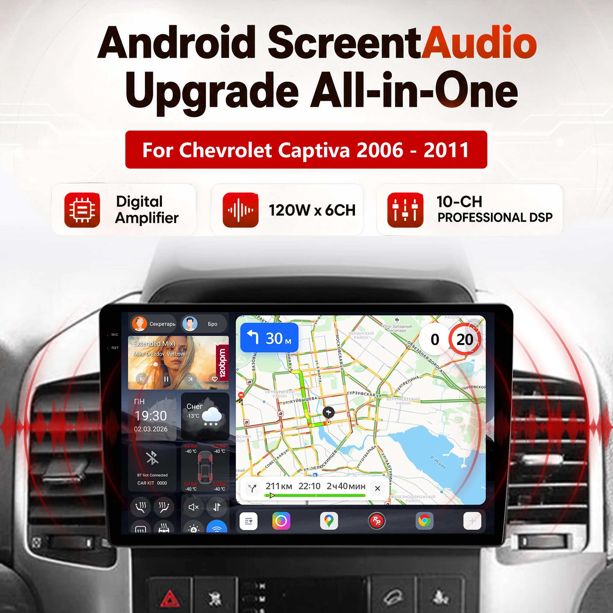 Redpower Katana 120W X 6CH Android Car Radio Player Screen for Chevrolet Captiva 2006 - 2011 CarPlay Bluetooth Hi-Fi