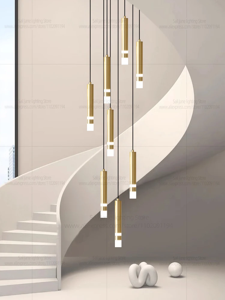 

LED Designer Chandelier Minimalist Modern Gold Living Room Lighting Interior Decoration Bedroom Lamp Nordic Staircase Chandelier