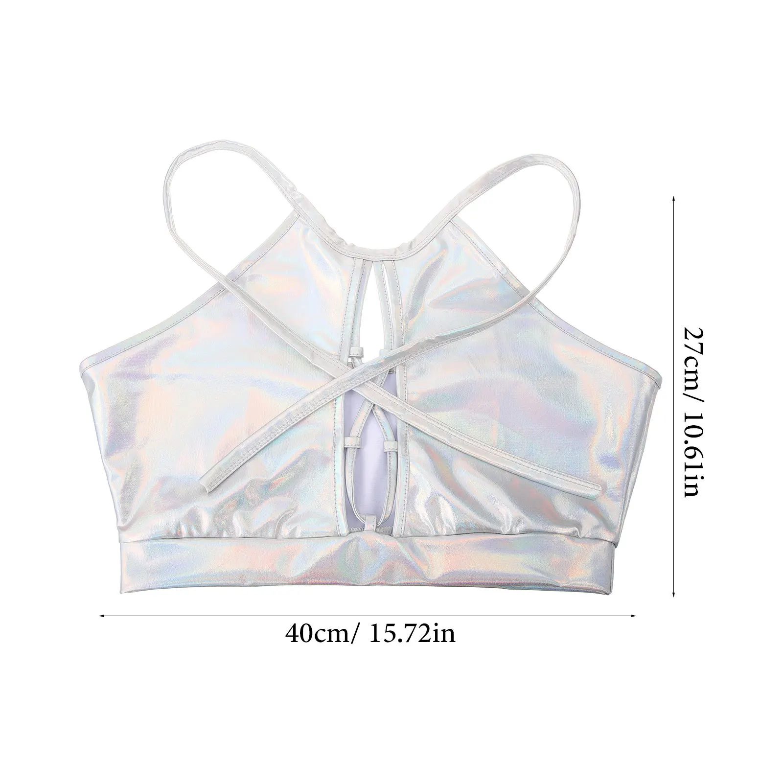 Women Short Sleeveless Bright Crop Top Size M Sexy Party Dress Top for Prom Beach Festival Casual Womens Tops