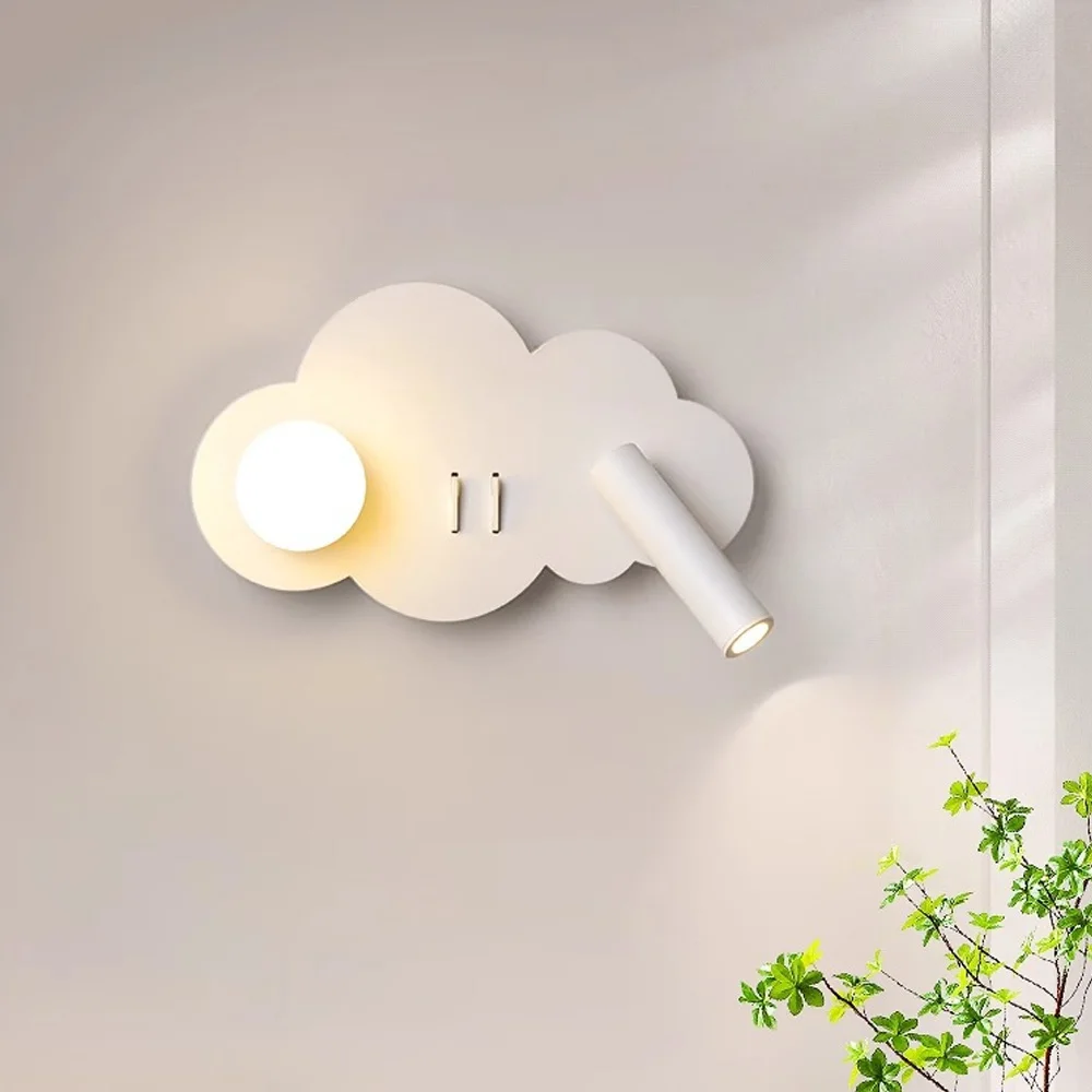 

Cloud wall lamp with switch simple modern living room background decorative lamp children's room reading eye-care bedside lamps