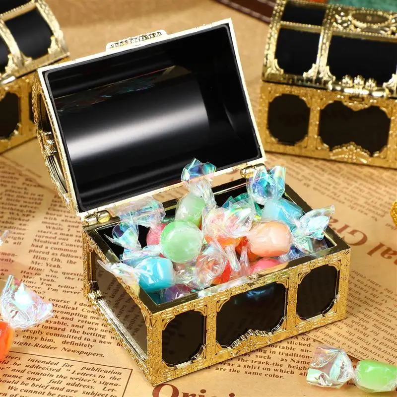 12Pcs Treasure Chest Vintage Pirate Keepsake Candy Holder Storage Cases Decorative Plastic Box For Kids Birthday Pirate Party