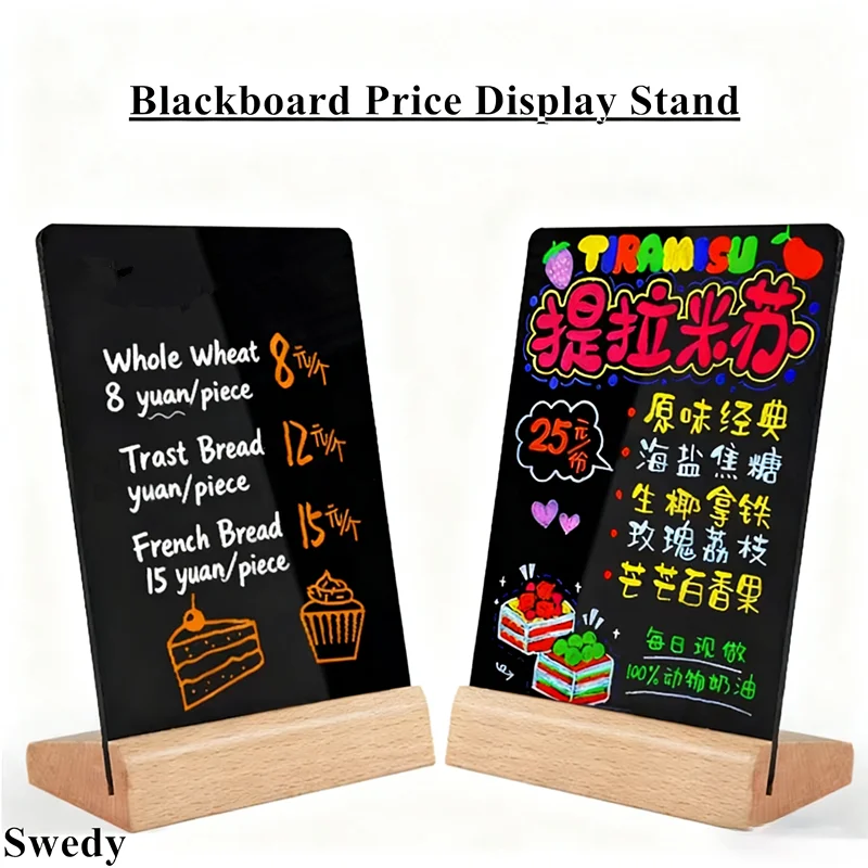 A4 210x297mm Double Side Message Holder Blackboard Chalkboard Table Food Sign Stand Tabletop Price List Menu Display Board