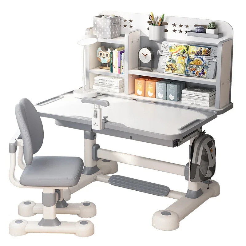 study table Primary school students writing desk Household children's desks chairs set Boys and girls can lift ta