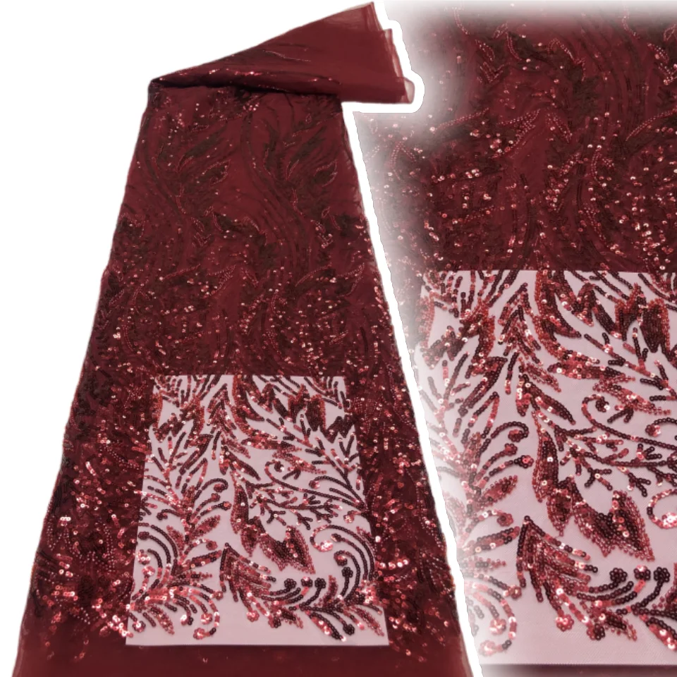 

Элегантная кружевная ткань с цветочной вышивкой и блестками, бусинами, 2022, высокое качество, французский тюль, нигерийская кружевная ткань для шитья платья SZ1602