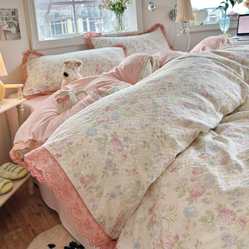 2026 Ins Dopamine Polka Dot Bedding Set, Twin Queen Size Bed Sheet with Pillowcase Class A for School Dormitory Decor No Filling