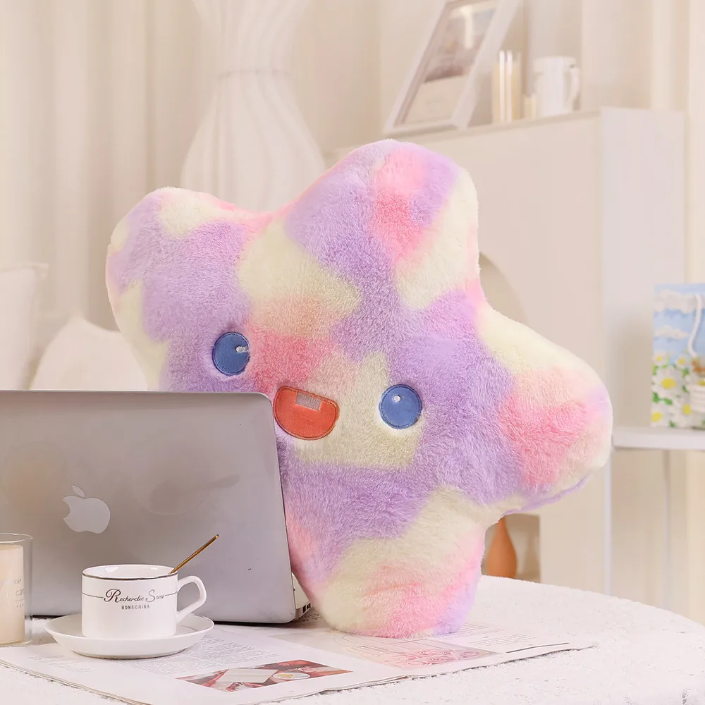 Oreiller en peluche couleur arc-en-ciel, étoile, lune, décor pelucheux, tulipe rose jaune, coussin pour canapé, chaise, lit, lit, lit, cadeau