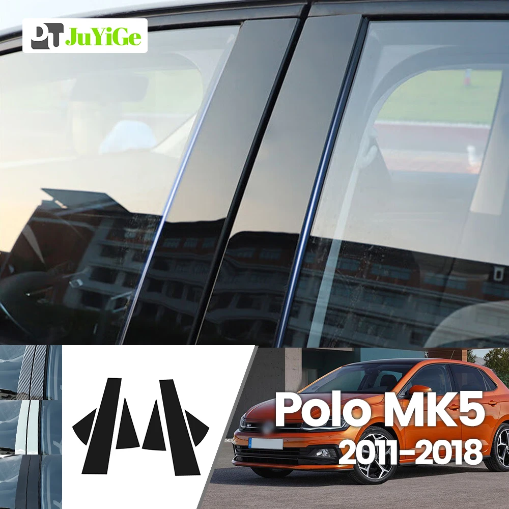 

For Volkswagen Polo 2011-2018 2012 2013 2014 2015 Bright Black Carbon Fibre Window Door B C Sticker