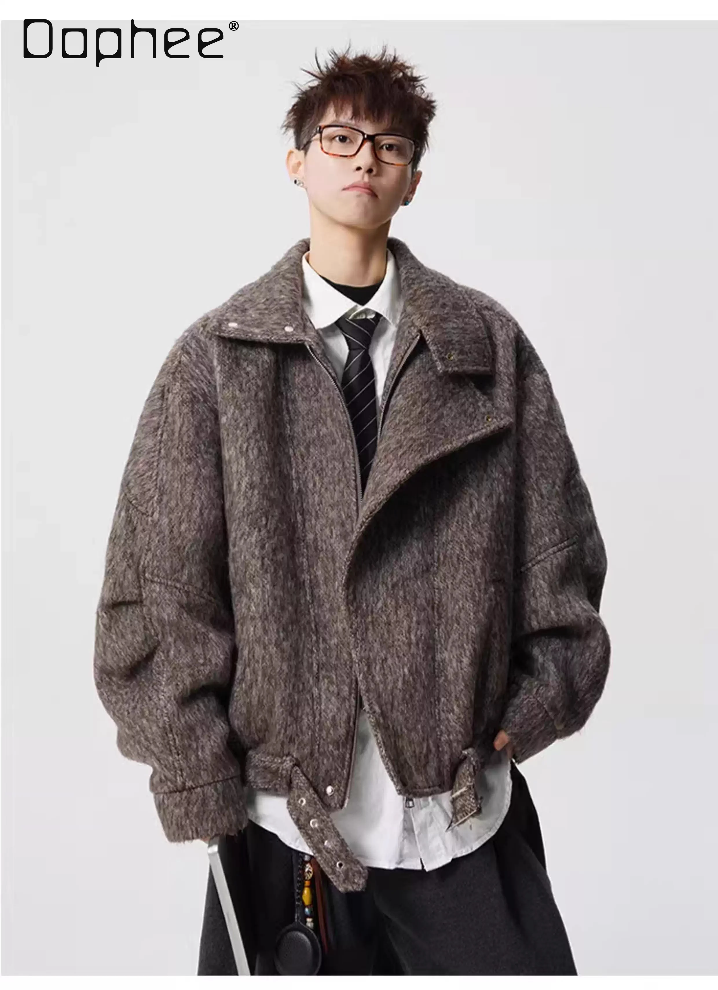 

Autumn Winter Korean Commuting Style Men's High-end Thickened Stand Collar Gray Black Coffee Color Loose Casual Jacket