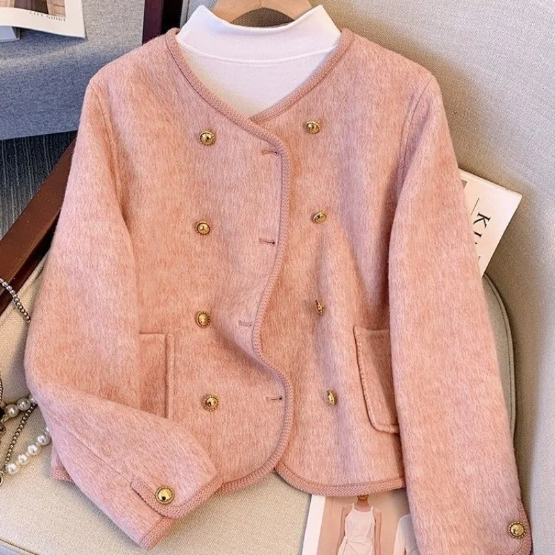 

French Double-breasted Coat 2025 Autumn and Winter New Xiaoxiangfeng Wool Woolen Coat Foreign Style Short Top Women