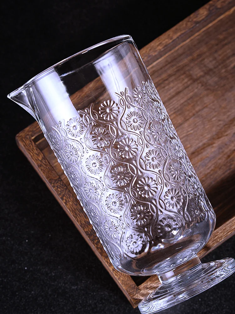 Extra Large Capacity Thickened Tempered Glass Cup Durable 700ml Tall Stem Bartender Cocktail Mixer Stirring Cup