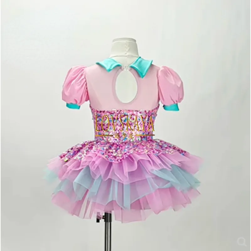 Traje de actuación de falda esponjosa para niña, traje de baile de lentejuelas, falda de princesa, traje de baile, nuevo