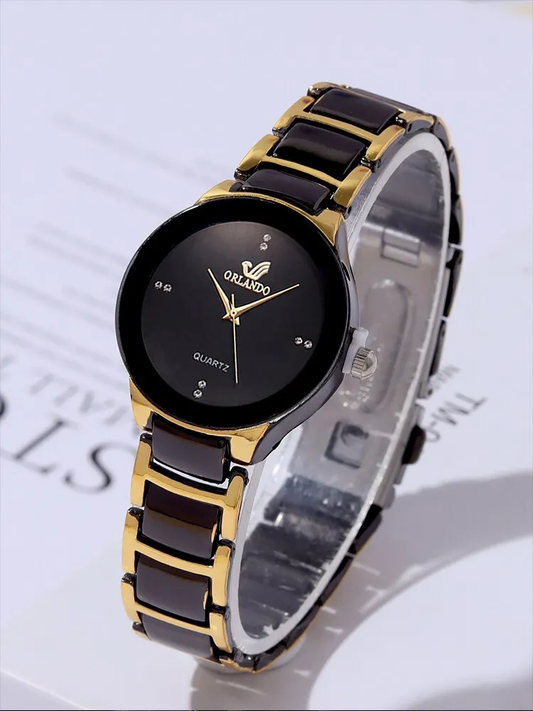 Women\'s Watch Fashion Versatile Room Gold Steel Band Quartz Watch