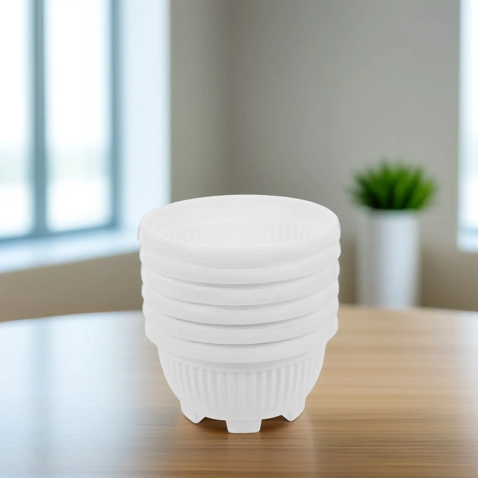 6Pcs Shallow Plastic Succulent Planter Pots Set Indoor Outdoor Garden Flowerpot Decorative Container for Windowsill Desk Coffee