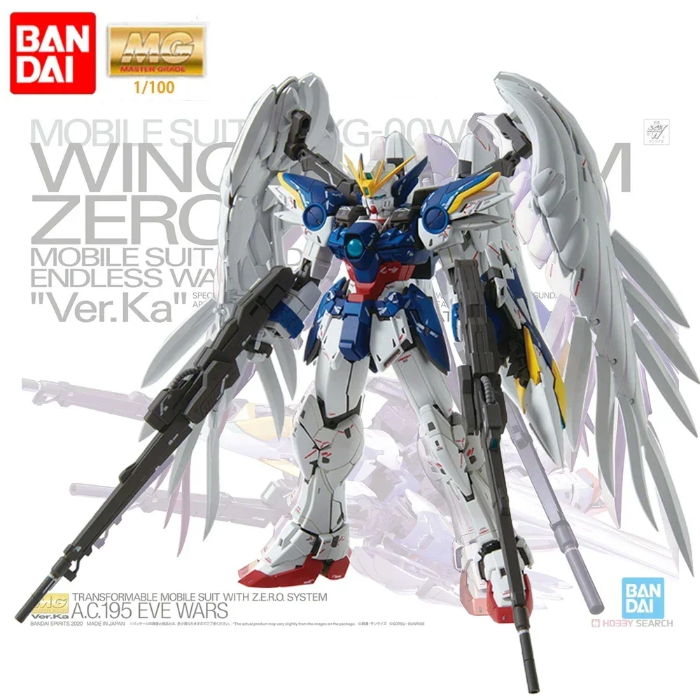 Original Bandai Gundam Anime Figure MG 1/100 Wing Gundam Zero Ver. KA PB Limit Style Robot Assembly Model Toys for Children