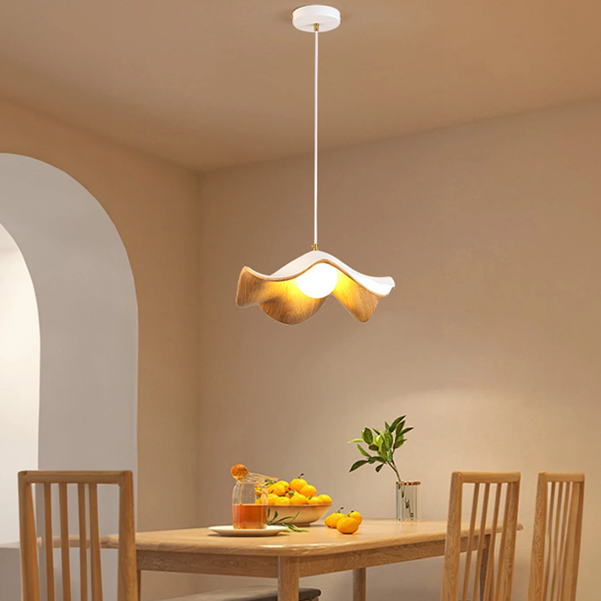 Modern Flower Pendant Light Wood Grain Creative LED Pendant Lamp Dining Table Coffee Shop Bedroom Living Room Hanging Lamp