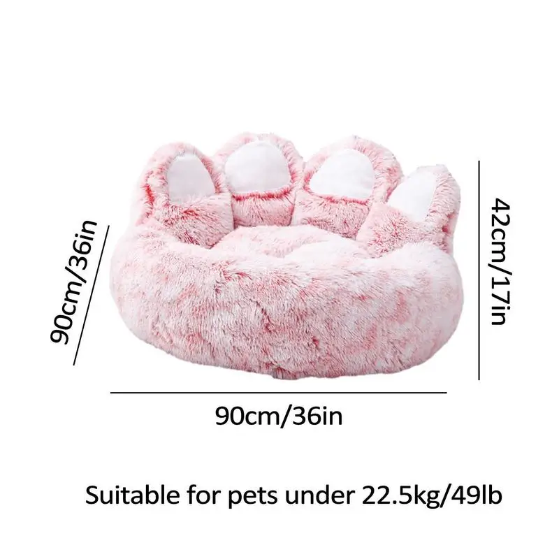 Calming Dog Bed Anti-slip Paw Shape Fluffy Couch With Removable Inner Pad Animal Beds For Pet Store Living Room Bedroom And Home