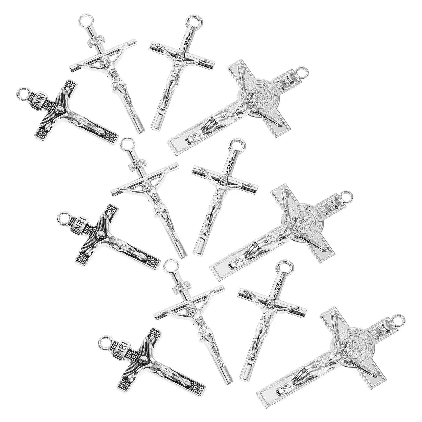 

12 шт. подвесок-крестов из сплава, маленькие кулоны с распятием Иисуса, для изготовления ювелирных изделий своими руками, религиозные подвески-кресты для браслетов и ожерелий