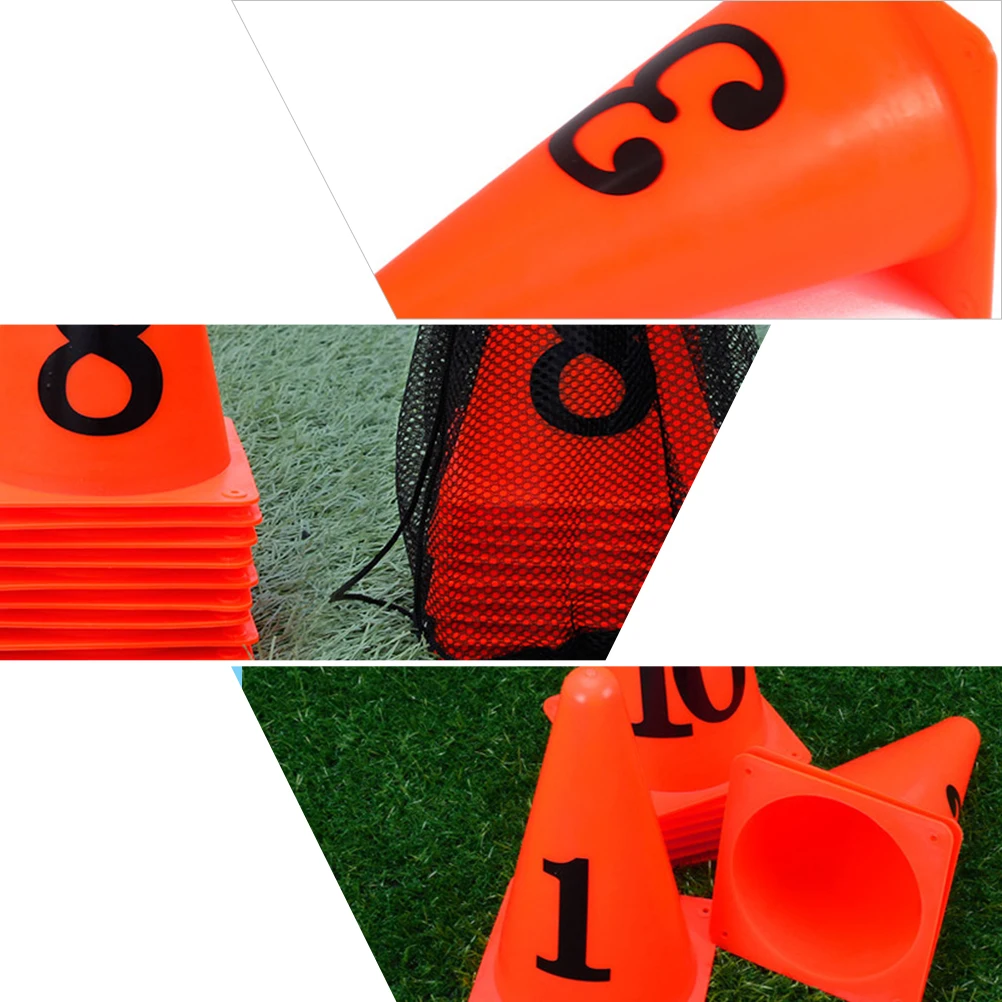 

10 pcs Marker Cones Flag Bucket Odorless Environmentally Friendly Bright Orange Black Design Superior Visual Acuity Indoor