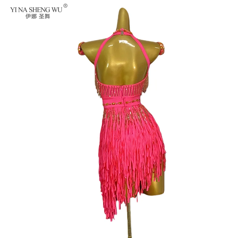LatinDance Profession Clothes for Women Latin Dancing Tassel Skirt Customsized Adult Children Rumba Chacha Dance Fringed Dresses