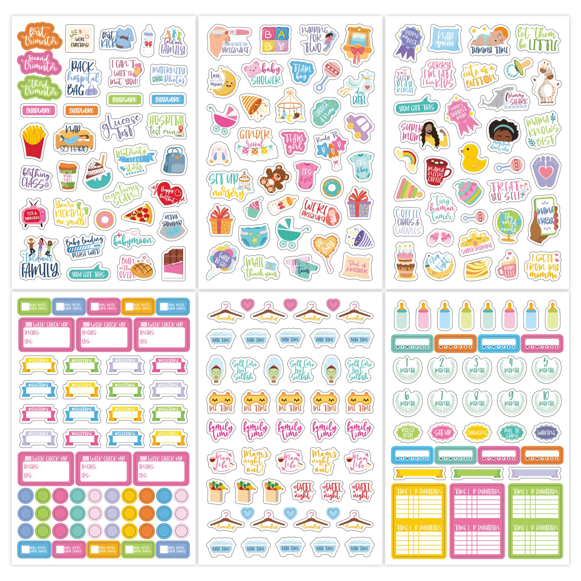 250 Pcs Baby Stickers Pregnancy Mom Newborn Record Decor Stickers for Scrapbook Journal Planner DIY Crafts
