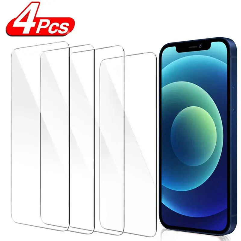 4PCS Protective Glass on For iPhone 13 11 12 16 15 14 Pro Max screen protector Tempered Glass For iPhone 6S 7 8 Plus XR XS Max