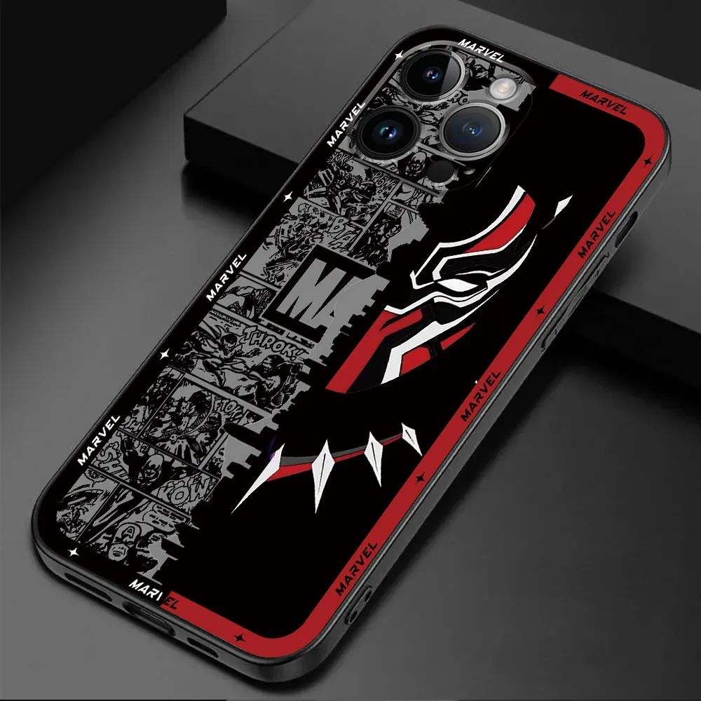 Marvel Panther Phone Case for iPhone XS X 14 15 Pro Max 13 Pro XR 11 12 Mini 8 Plus SE 12 pro Black Soft Cover Funda Luxury