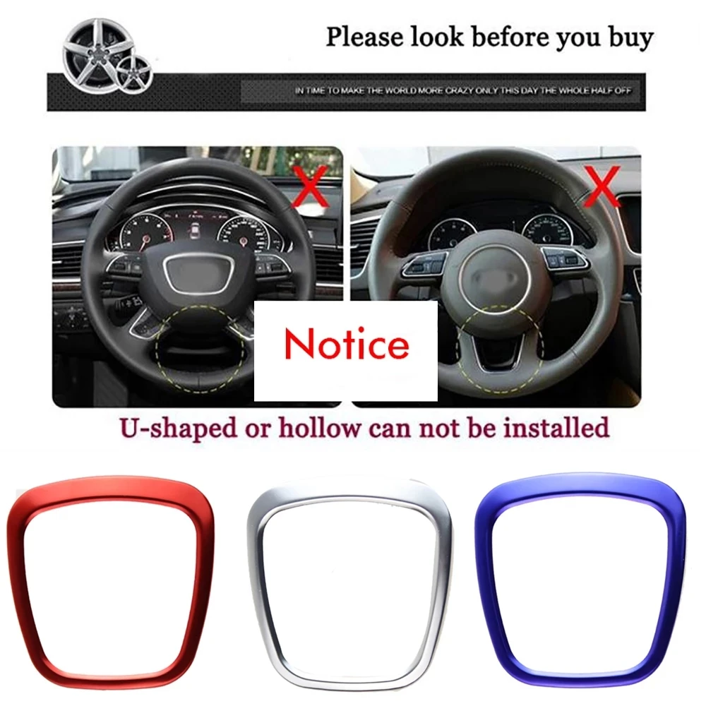 Car Styling steering wheel center logo Covers Stickers Trim for Audi A4 B6 B7 B8 A6 C6 A5 Q7 Q5 A3 8P S3 8  Interior Accessories