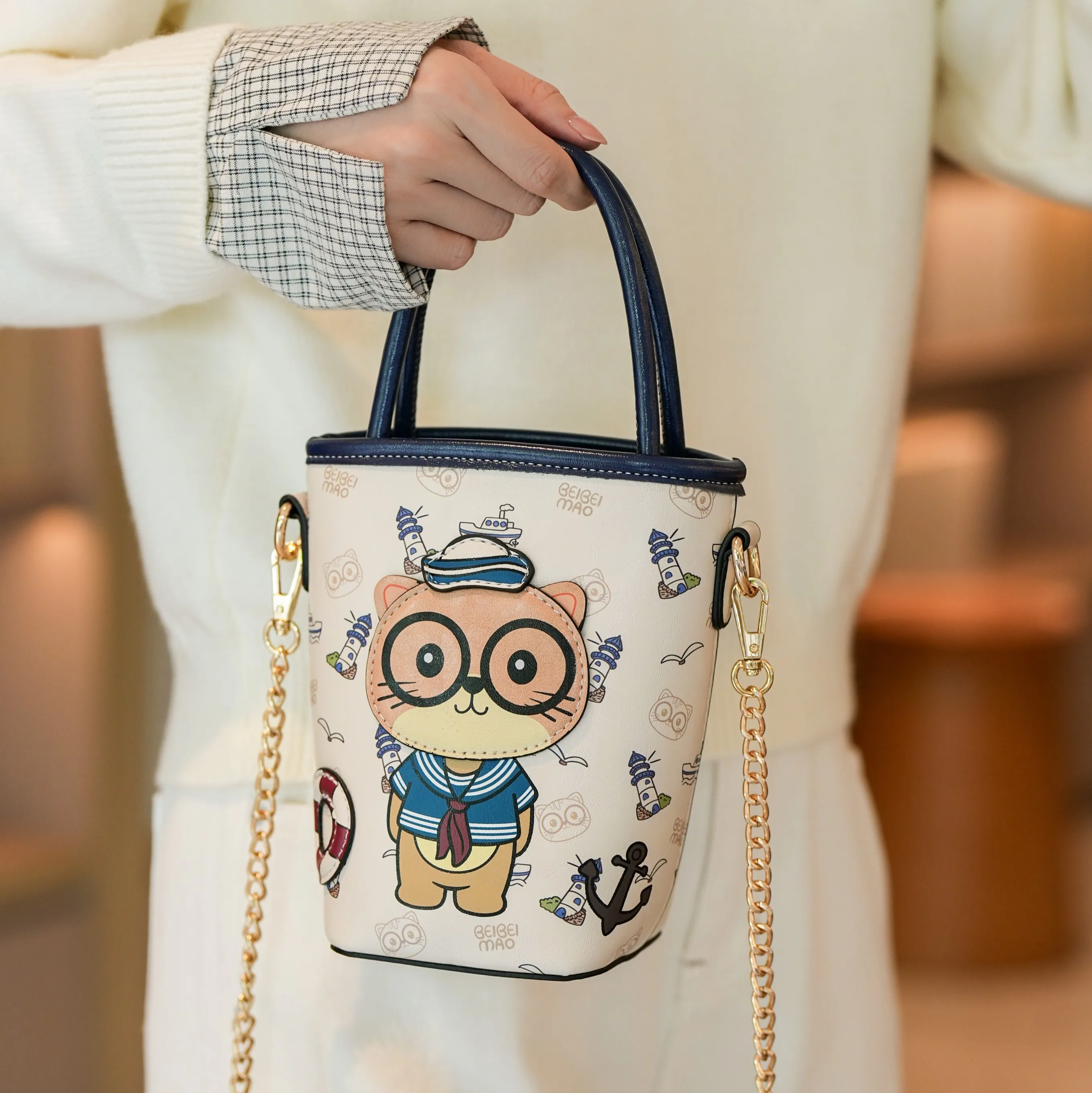 

BeiBaoBao 2026, женская сумка-мешок через плечо, модная сумка через плечо с героями мультфильмов, повседневная универсальная сумка