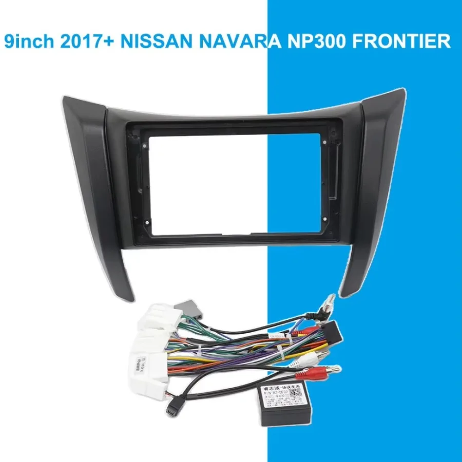 For Nissan Navara NP300 Frontier 2017 9 Inch Car Radio Fascia Frame with Wiring Harness CANBUS Decoder Dash Panel Kit
