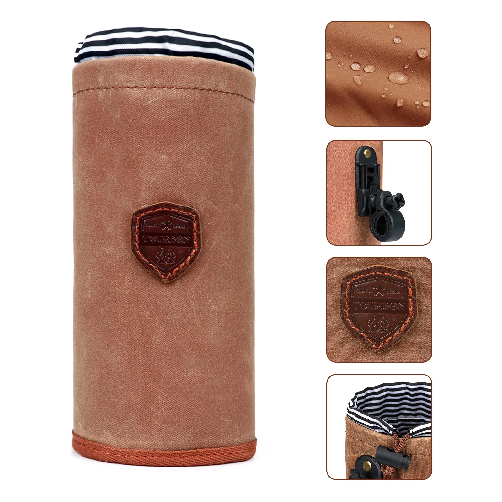 Tourbon Vintage Bike Water Cup Coffee Beer Pouch Cover Bag Cell Phone Holder Bicycle Storage Canvas Cycling Accessories