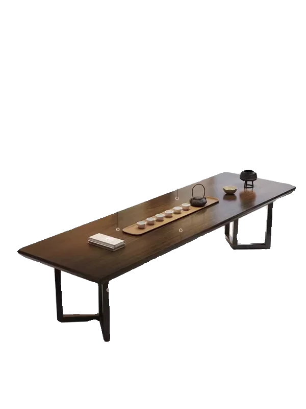 

Wabi-sabi wind office creative simple wind solid wood tea table Wabi-sabi wind log large board