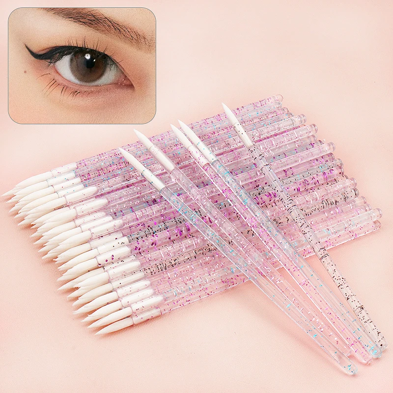 

50PCS Disposable Eye Shadow Makeup Eyeliner Brushes Crystal Wand Applicator Cosmetic Brush Eyelash Extension Female Beauty Tools