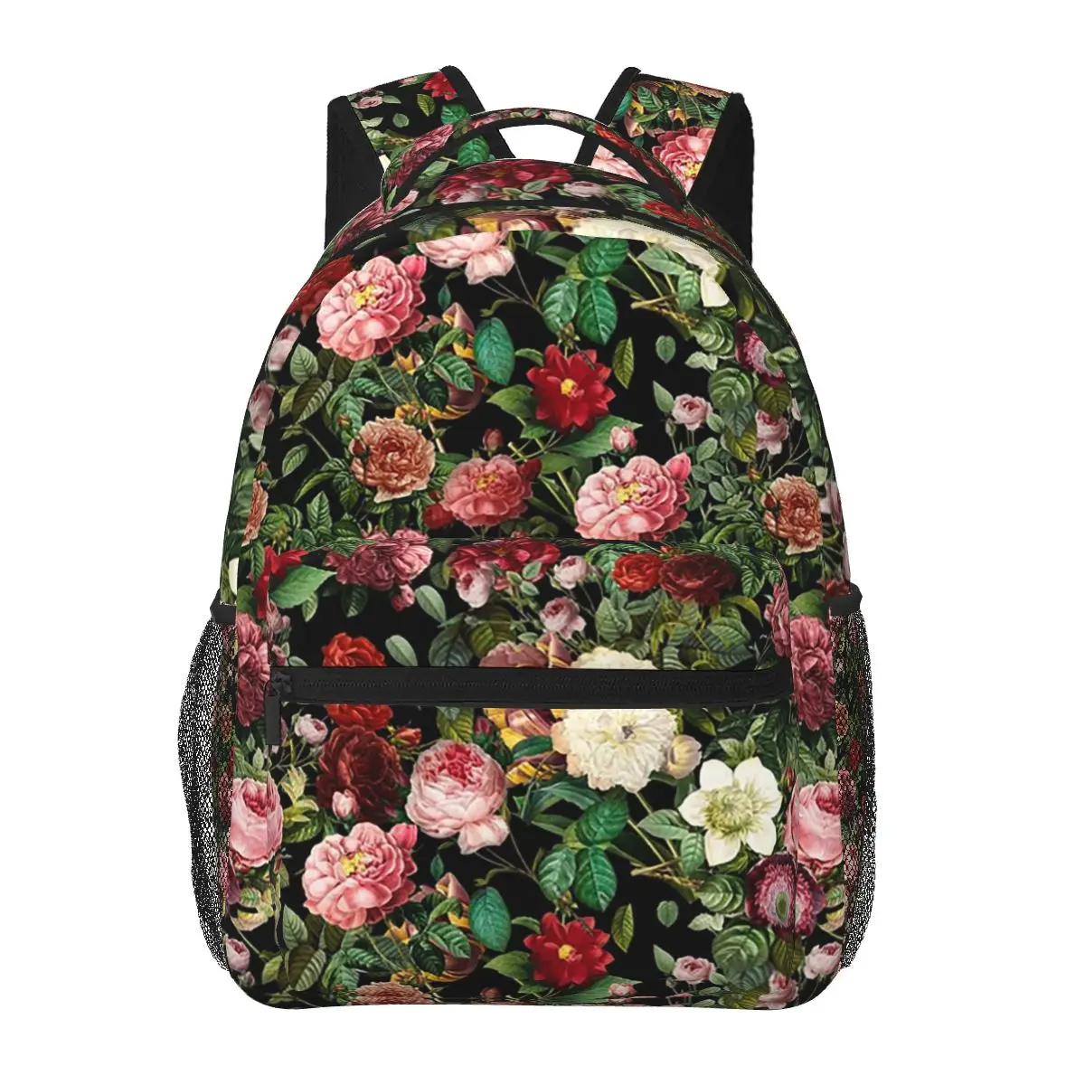 Floral Bloom Rose Garden Design Student Backpack School Bag Hiking Travel Daypack for Men Women Fashion Bookbag Shoulder Bags