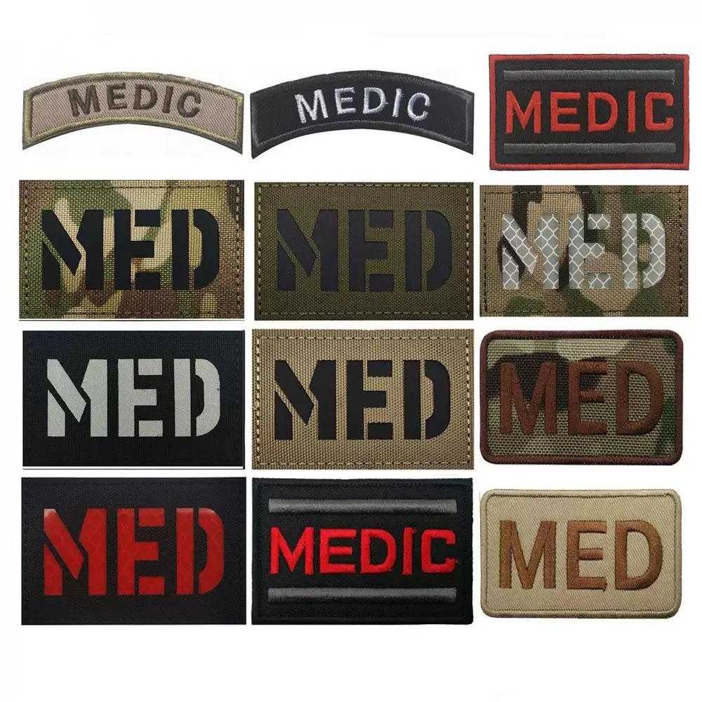 MED MEDIC IR Reflective Tactical Patch, Medical Morale Badge with Hook and Loop for Outdoor Fans First Aid Kit Backpack Vest