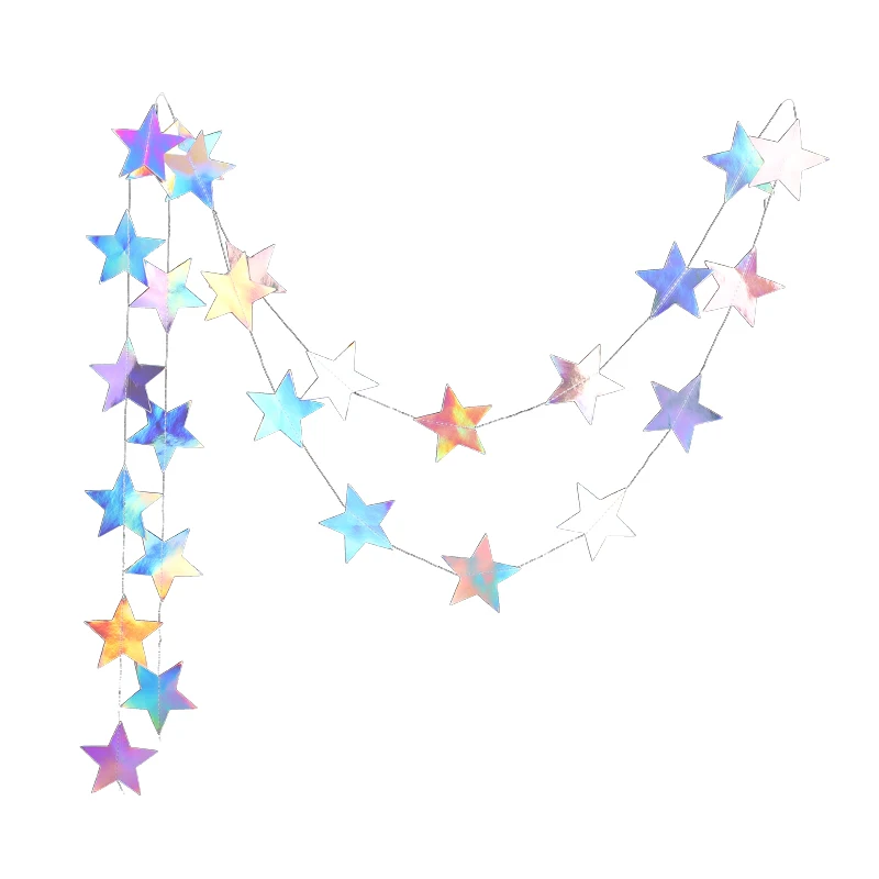 Farbverlauf Silber Papier Stern Girlande für Kinder Geburtstag Party Dekoration Hochzeit Weihnachten Wandbehang Banner Mädchen Junge Baby Dusche