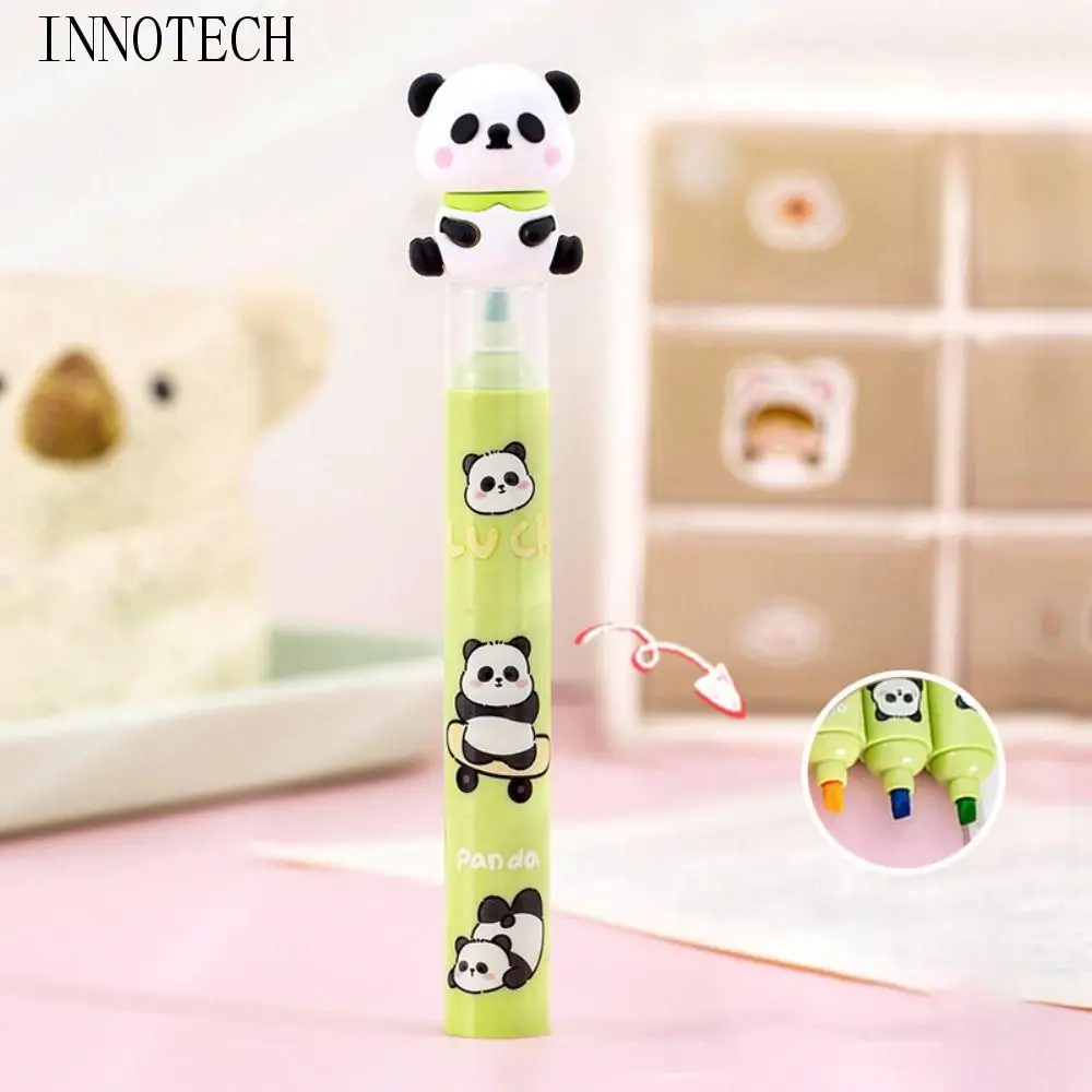

3 в 1, ручка-маркер с милой пандой, креативная флуоресцентная ручка с героями мультфильмов, 3-слойная цветная ручка для самостоятельного изготовления, школьный офис
