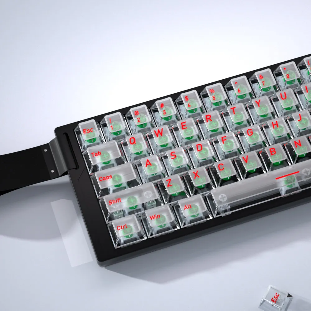130 Keys Transparent Fog Transparent Keycaps Engraved Side Key Caps for 60/68/75/87/98/108 Made68 Mad68 Wooting 60 ANSI