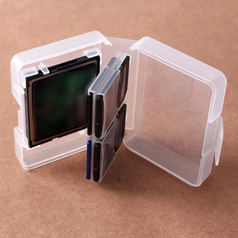 Transparent CF/SD Card Storage Box Portable Plastic Compact Flash Memory Card Protect Holder Box Storage Case Moisture-proofv