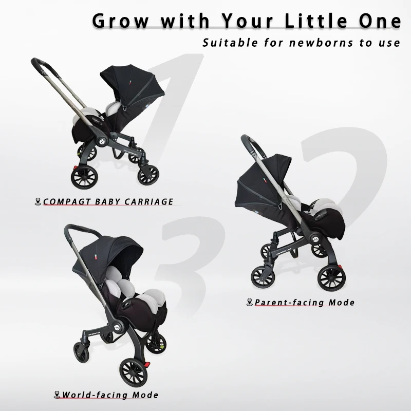 

Lightweight Foldable Stroller | Metal Frame and All-Terrain Stroller with One-Step Fold/Brake, Storage Basket, Sunshade, aaby Ha